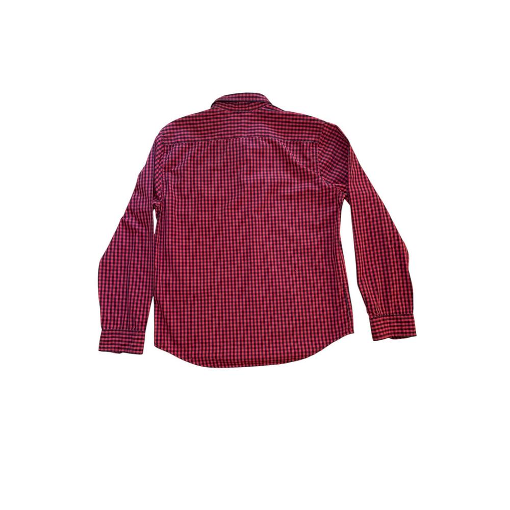 Levis Mens Red Black Gingham Check Long Sleeve Button Down Shirt Large - Picture 2 of 6